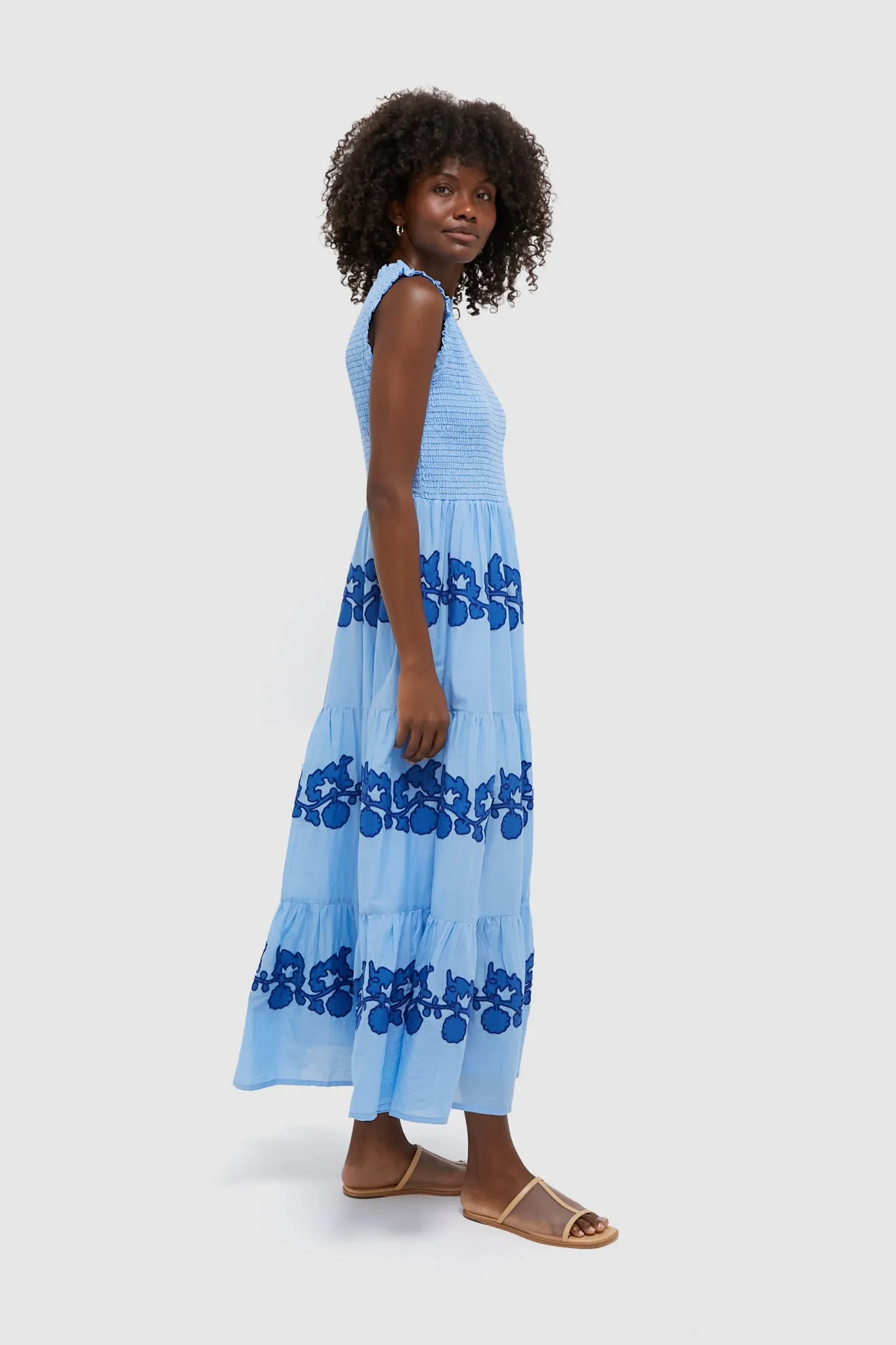Exclusive Tangier Blue Sleeveless Smocked Maxi Dress sold by Tuckernuck product image thumbnail 3