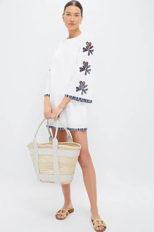 White & Blue Embroidery Atlantic Mini Dress sold by Tuckernuck