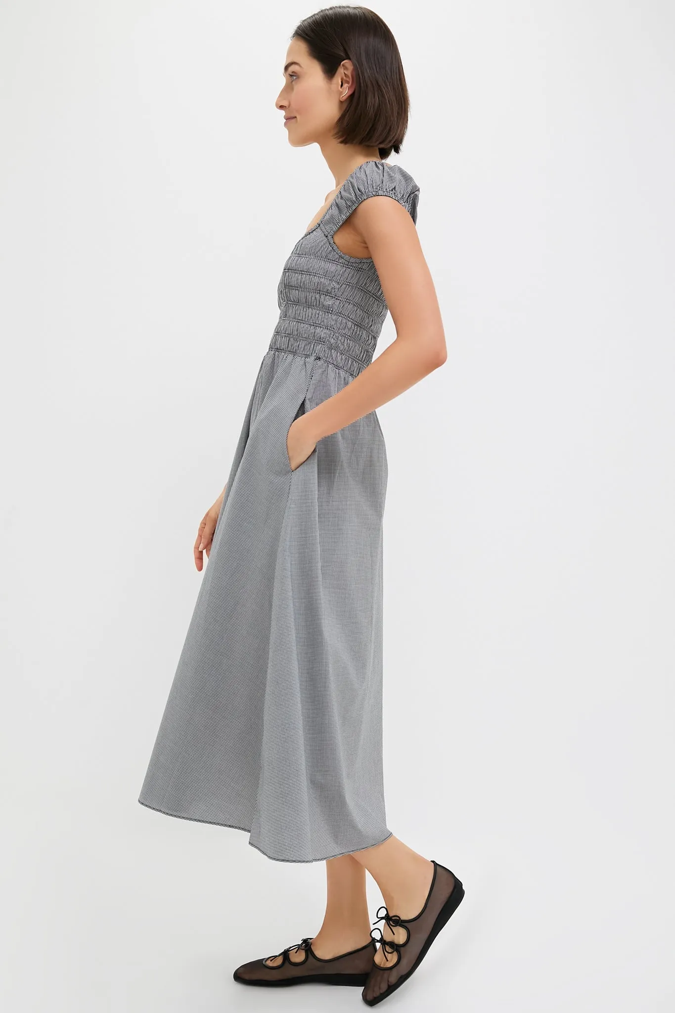 Black Gingham Amelie Midi Dress sold by Tuckernuck product image thumbnail 3