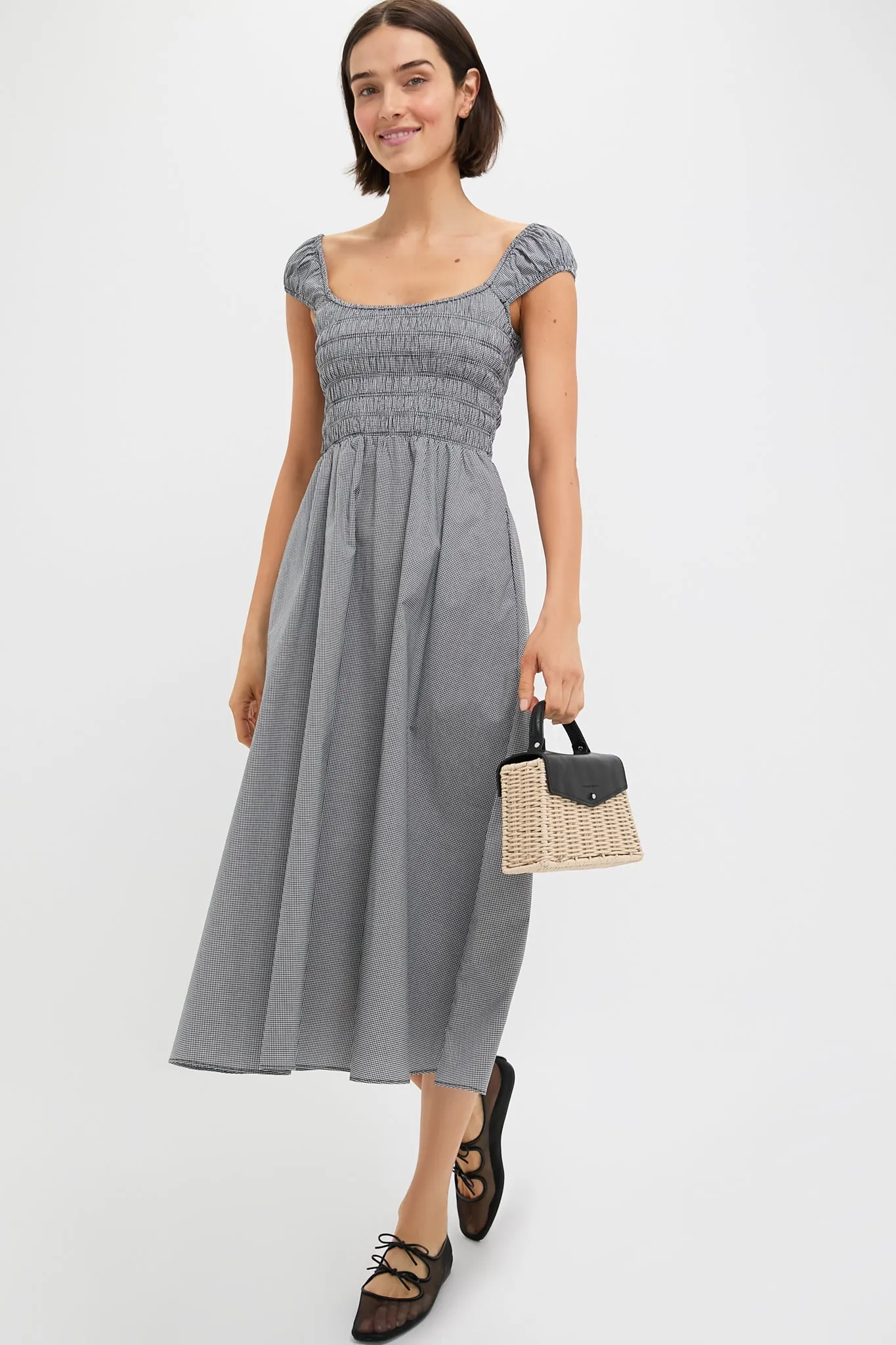 Black Gingham Amelie Midi Dress sold by Tuckernuck product image thumbnail 2