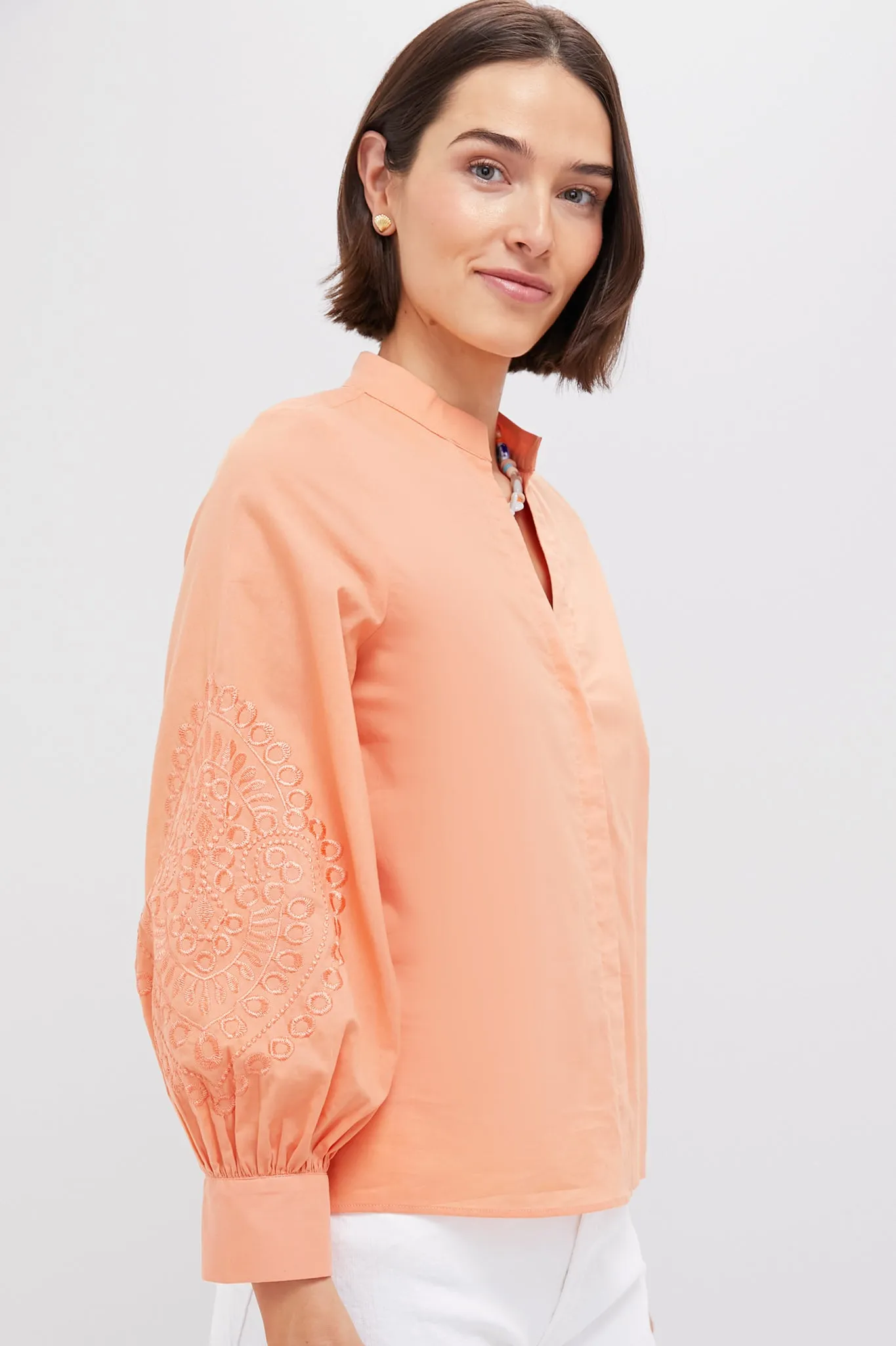 Peach Embroidered Wisteria Blouse sold by Tuckernuck product image thumbnail 3