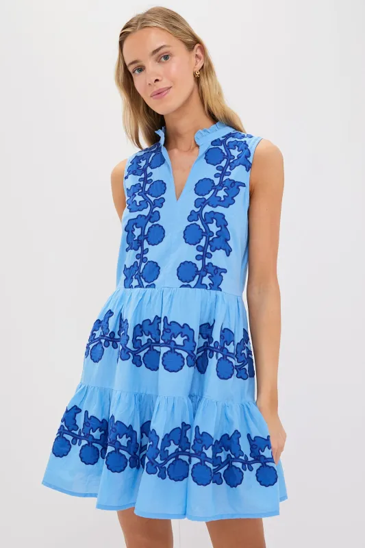 Tangier Blue Yoke Mini Dress sold by Tuckernuck