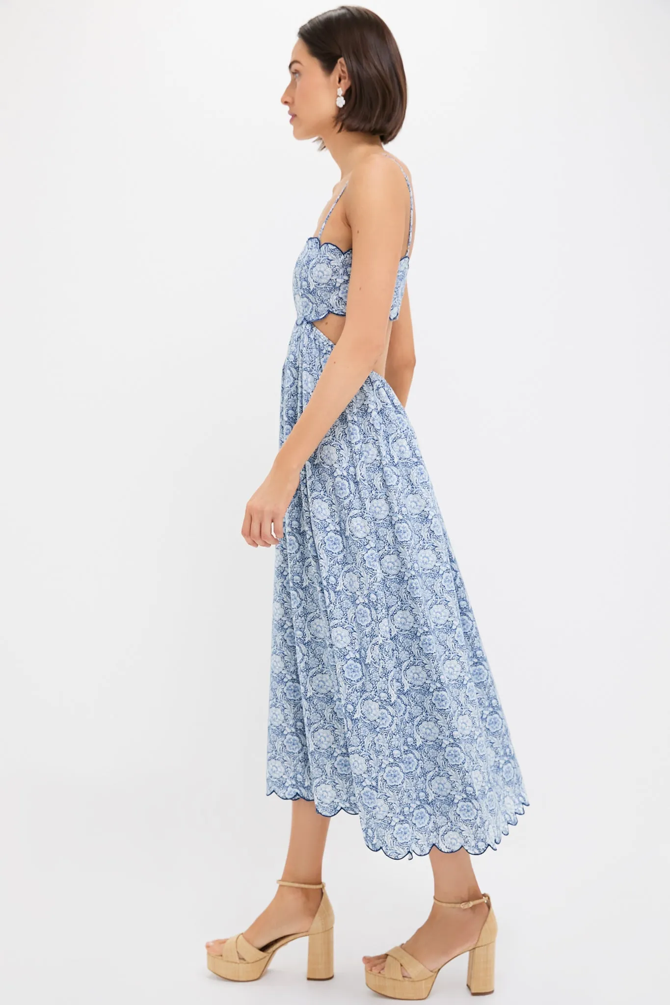 Blue Medallion Floral Estelle Scalloped Dress sold by Tuckernuck product image thumbnail 3
