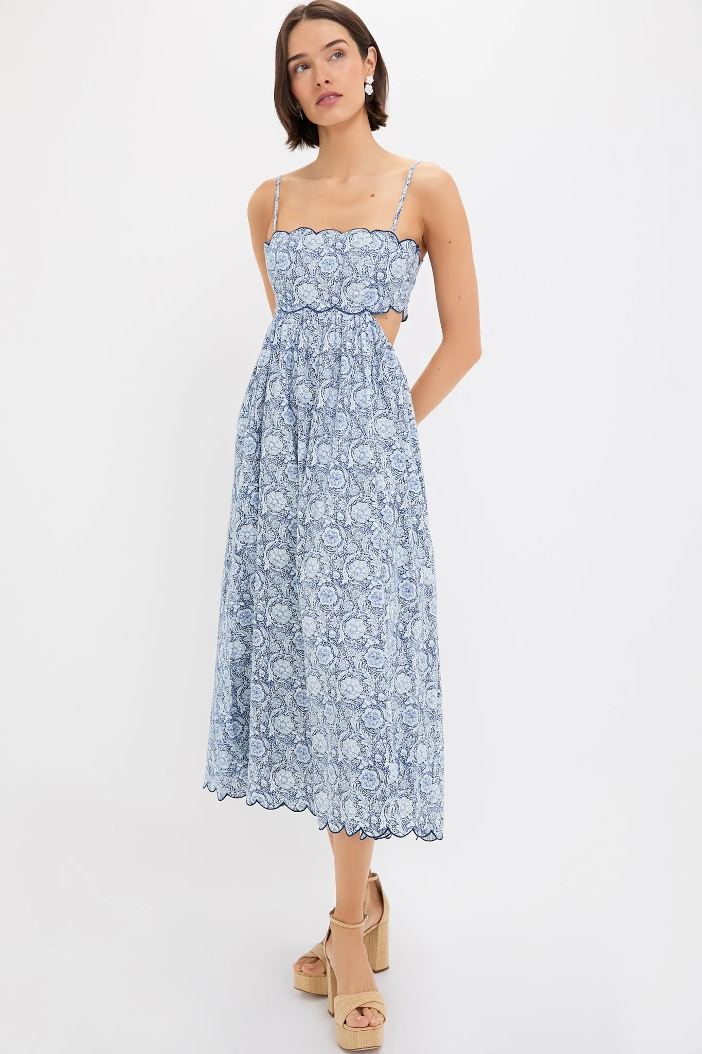Blue Medallion Floral Estelle Scalloped Dress sold by Tuckernuck
