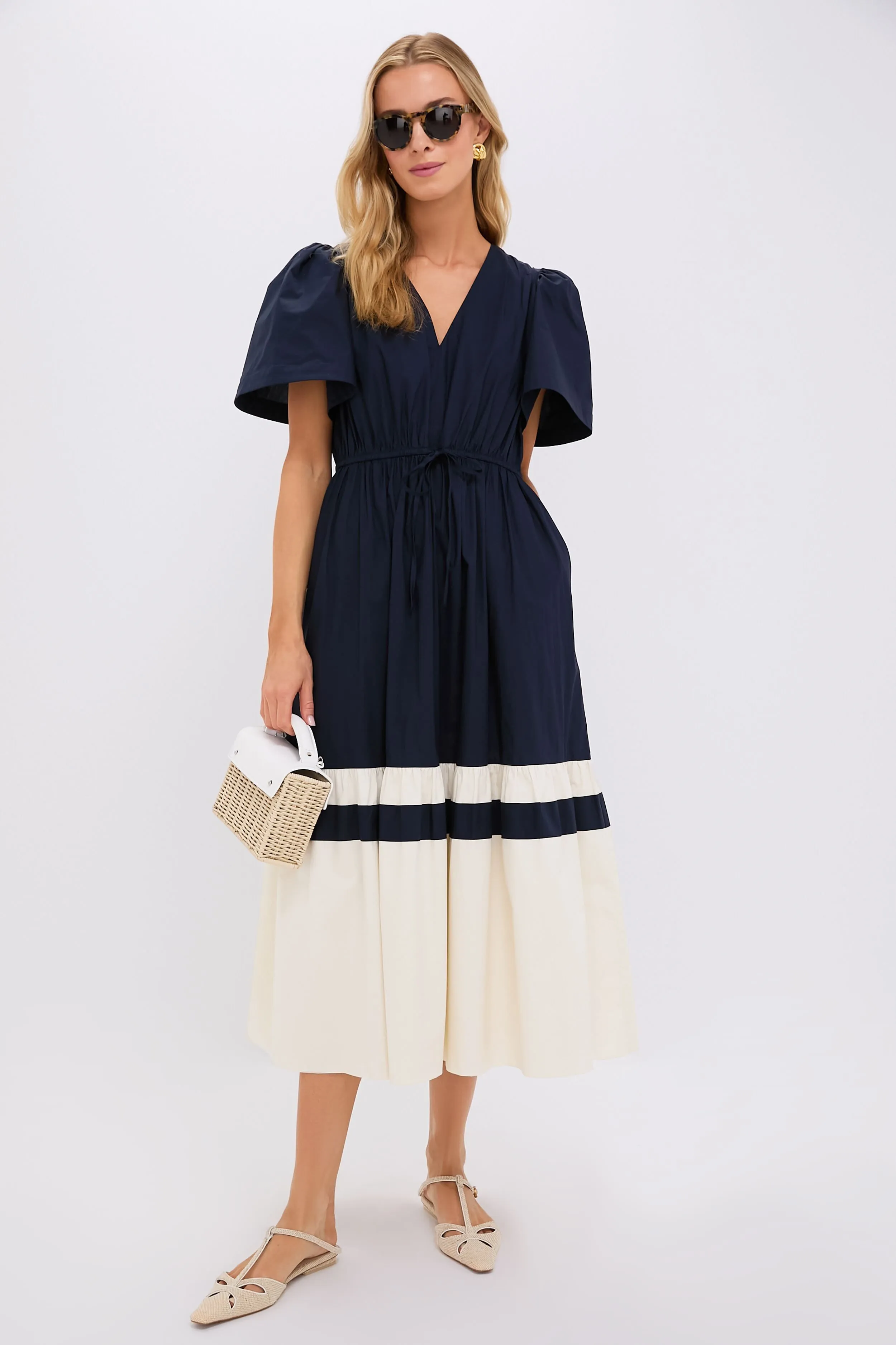 Navy and Cream Cotton Mitchell Dress sold by Tuckernuck product image thumbnail 2