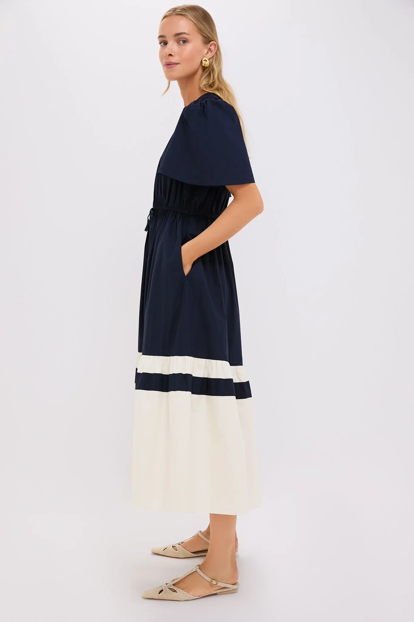 Navy and Cream Cotton Mitchell Dress sold by Tuckernuck product image thumbnail 3