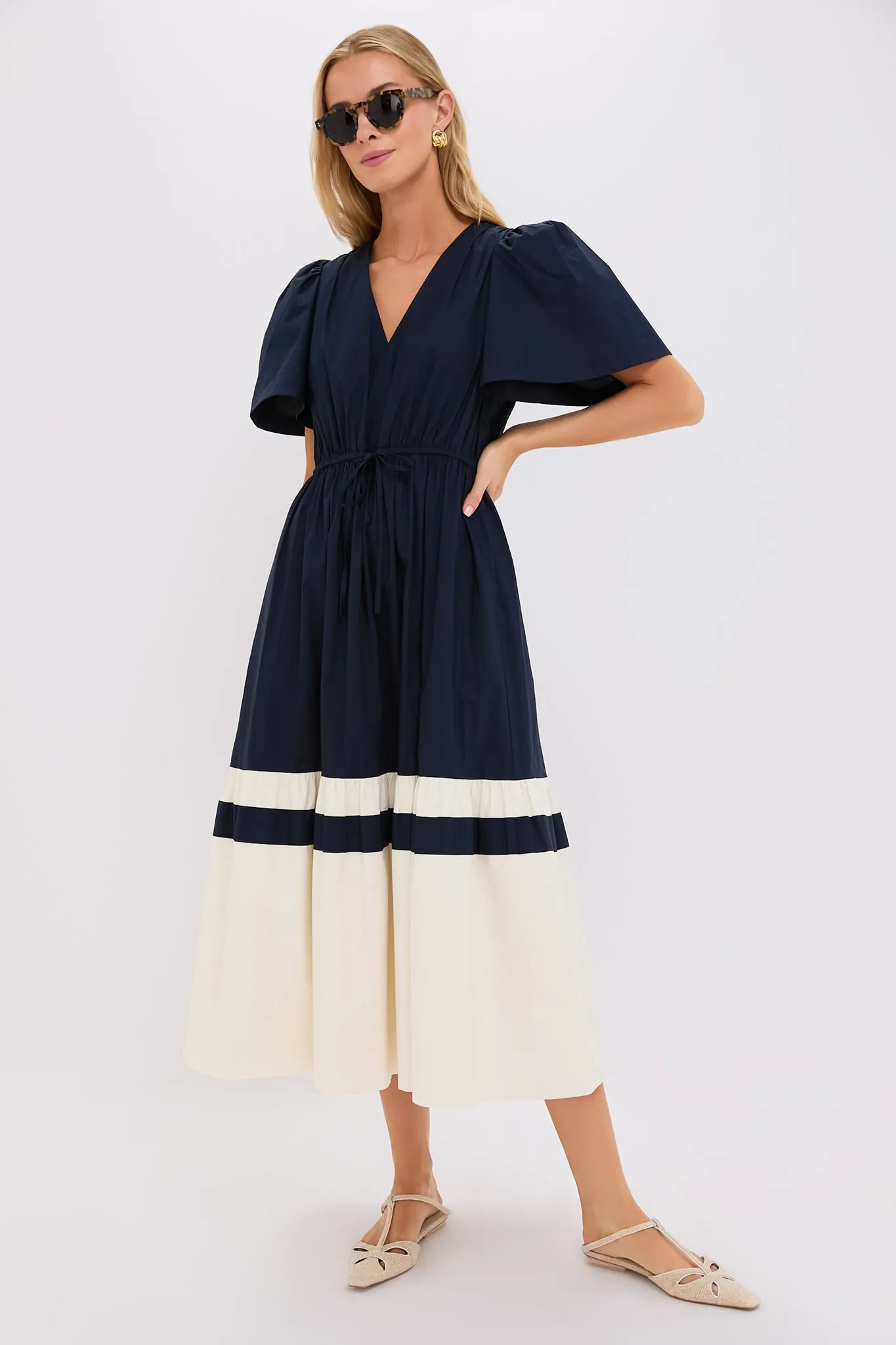 Navy and Cream Cotton Mitchell Dress sold by Tuckernuck