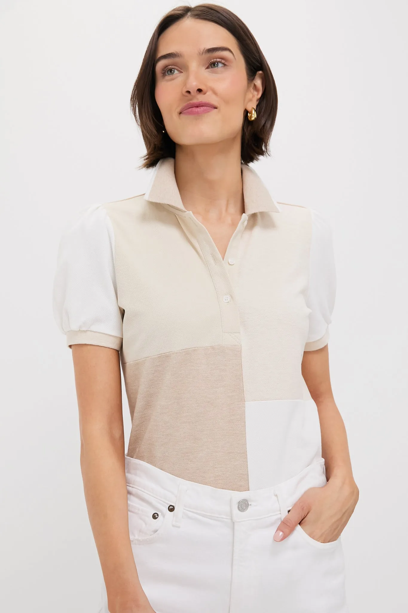 Sandstone Colorblock Pique Puff Sleeve Peggy Polo sold by Tuckernuck product image thumbnail 2