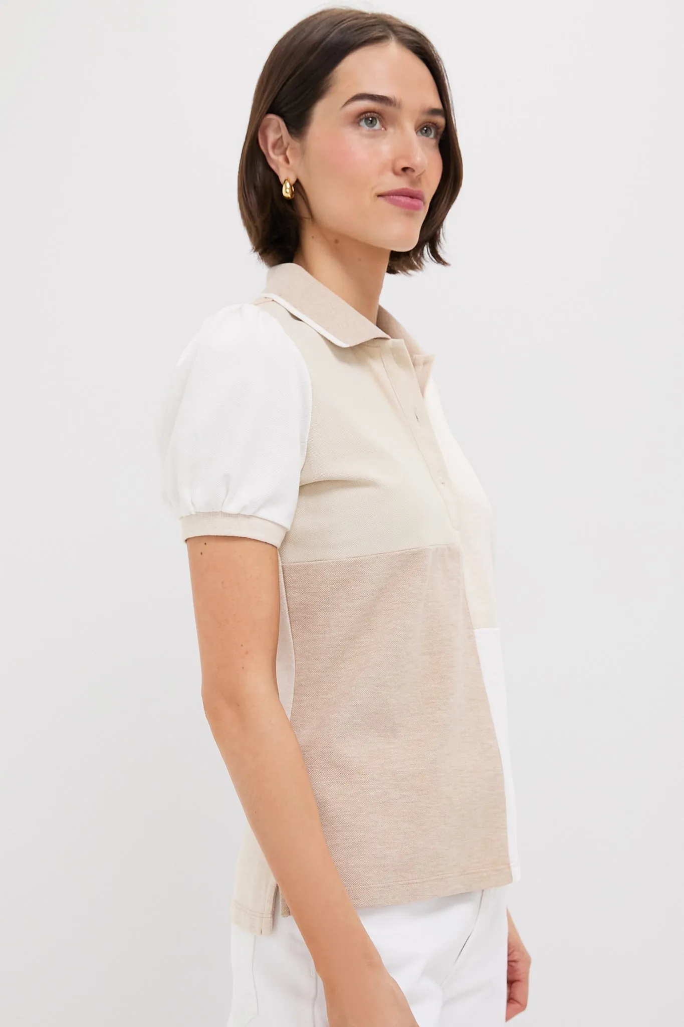 Sandstone Colorblock Pique Puff Sleeve Peggy Polo sold by Tuckernuck product image thumbnail 3