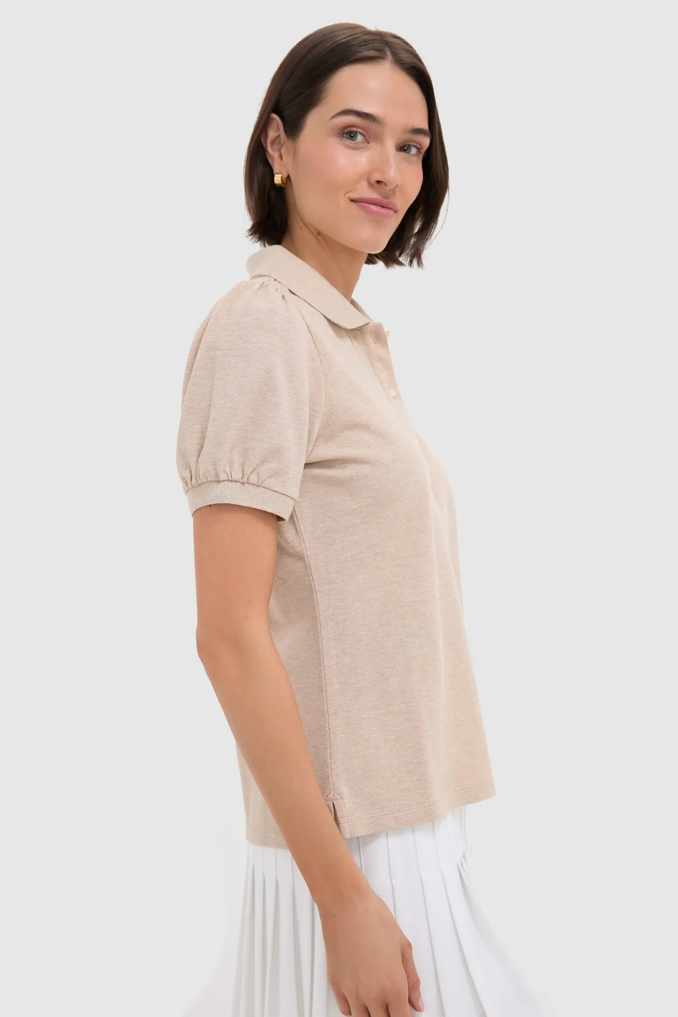 Sandstone Pique Puff Sleeve Peggy Polo sold by Tuckernuck product image thumbnail 3
