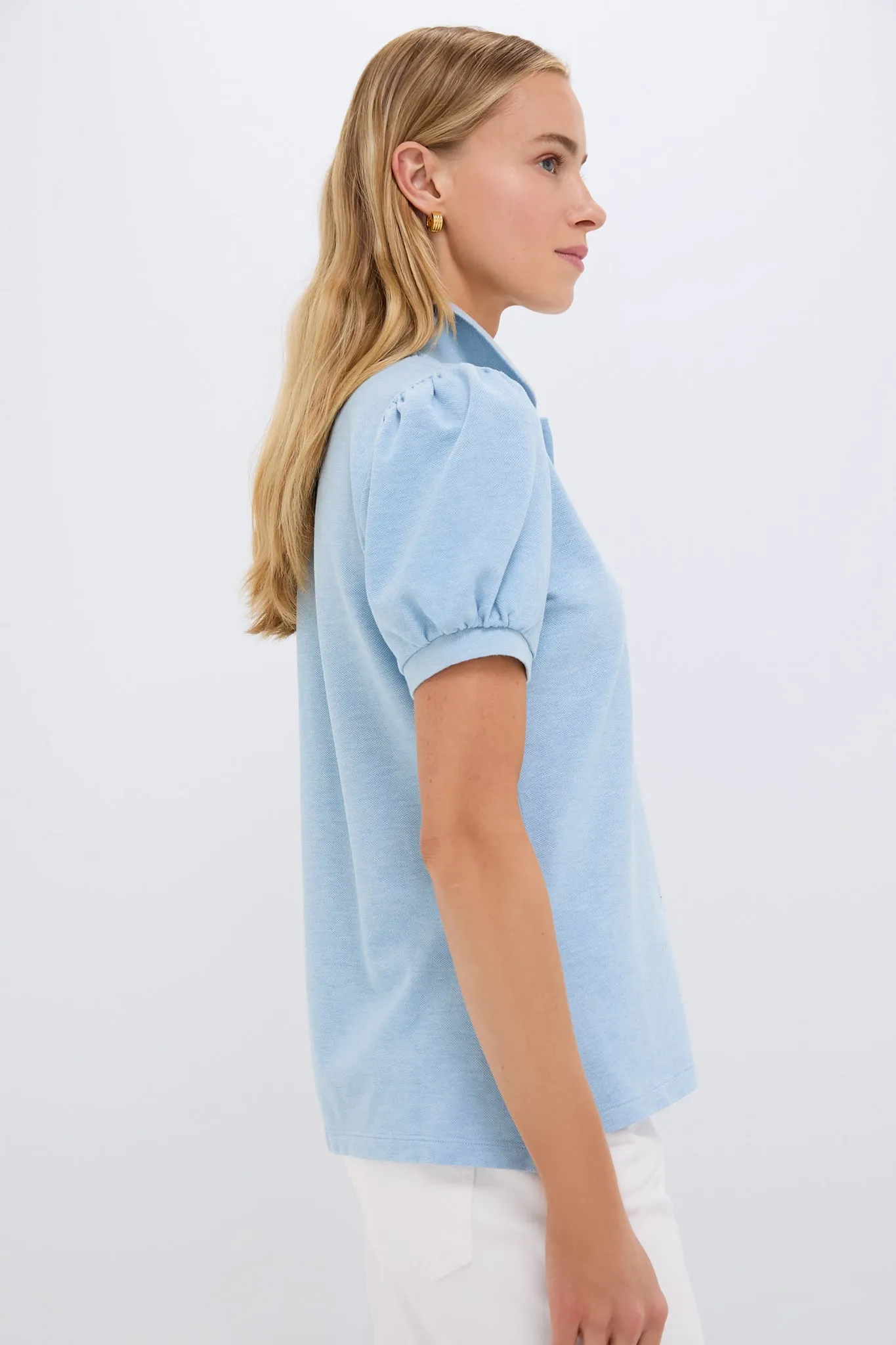 Light Blue Pique Puff Sleeve Peggy Polo sold by Tuckernuck product image thumbnail 3