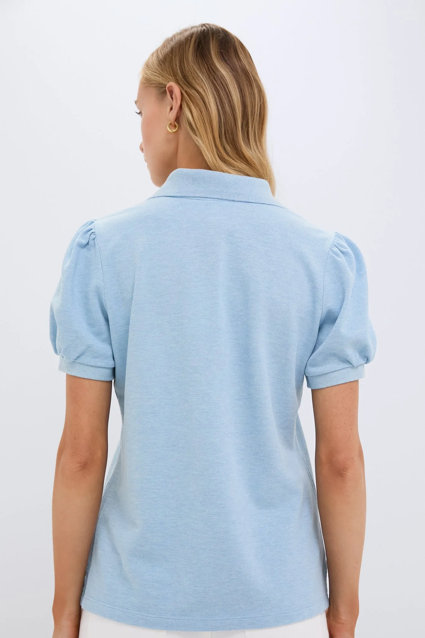 Light Blue Pique Puff Sleeve Peggy Polo sold by Tuckernuck product image thumbnail 4