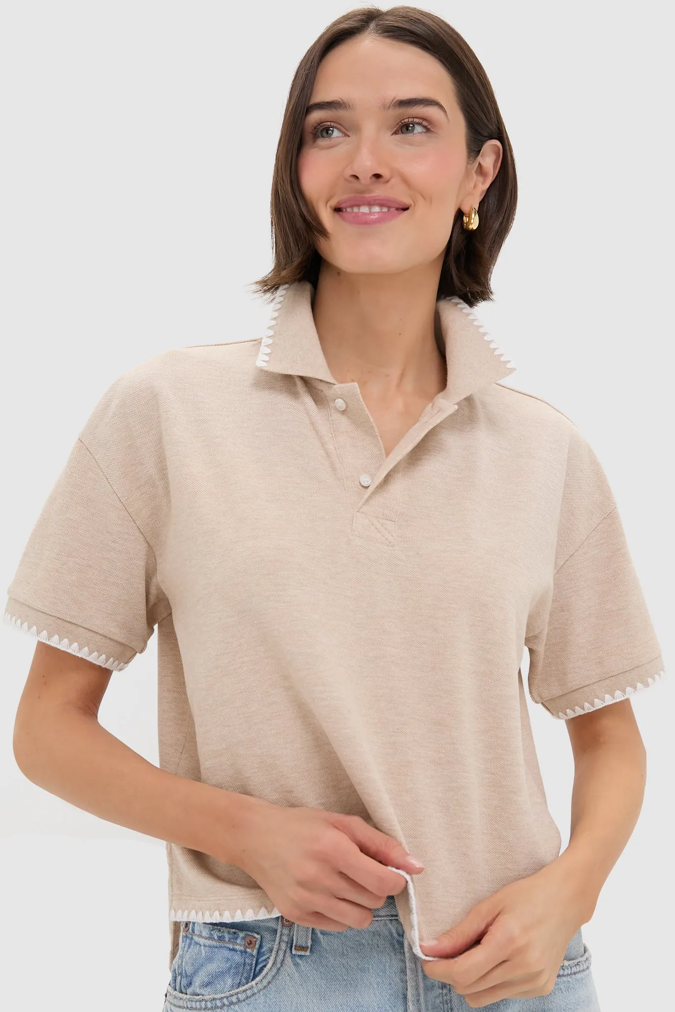 Sandstone Pique Holmes Boyfriend Polo sold by Tuckernuck product image thumbnail 2