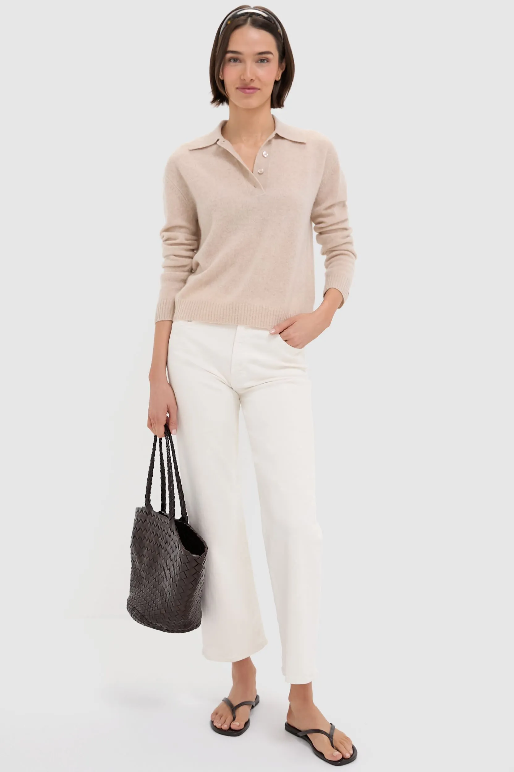 Sandstone Cashmere Cassidy Polo Sweater sold by Tuckernuck product image thumbnail 3