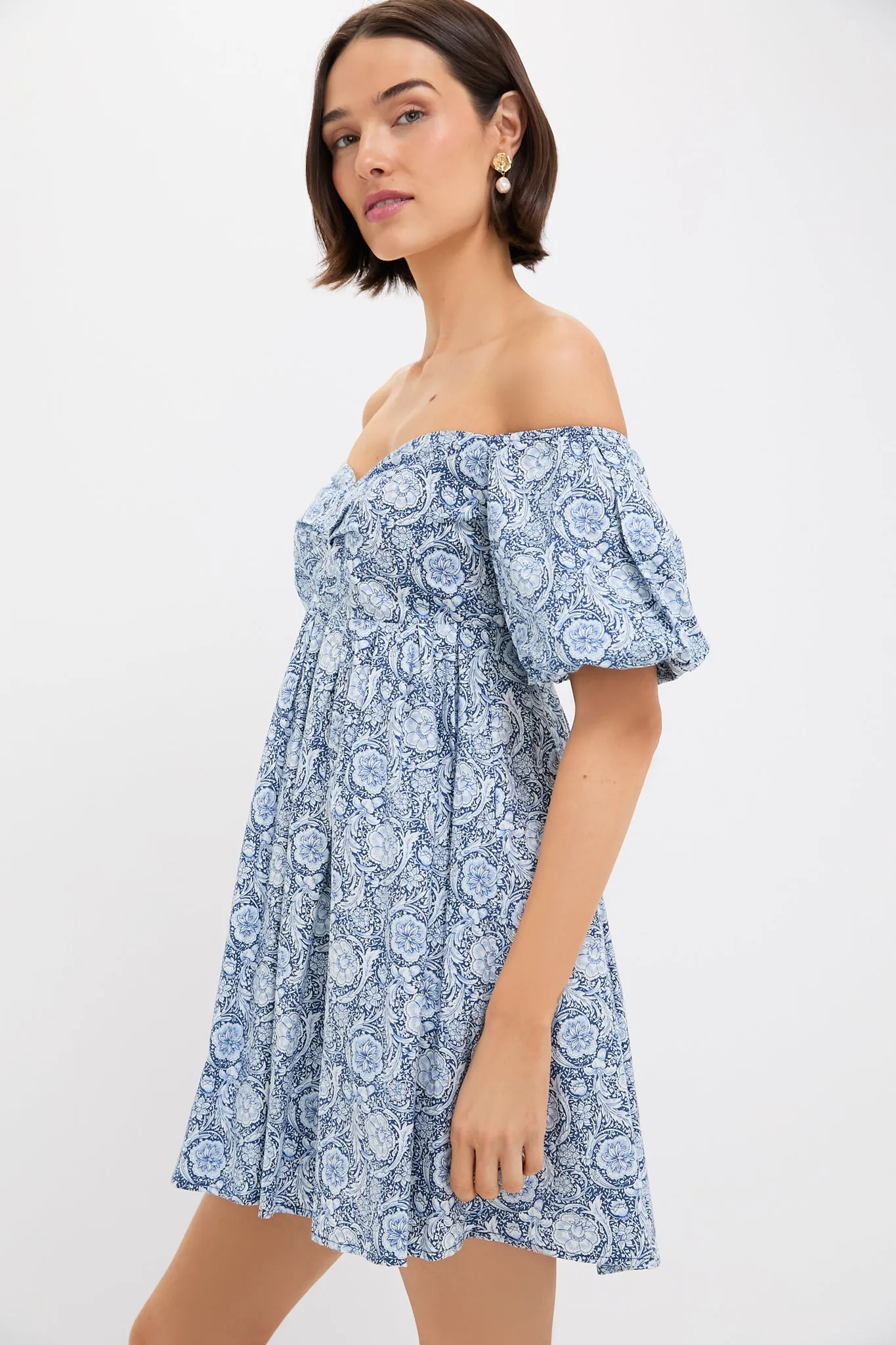 Blue Medallion Floral Olympia Mini Dress sold by Tuckernuck product image thumbnail 3