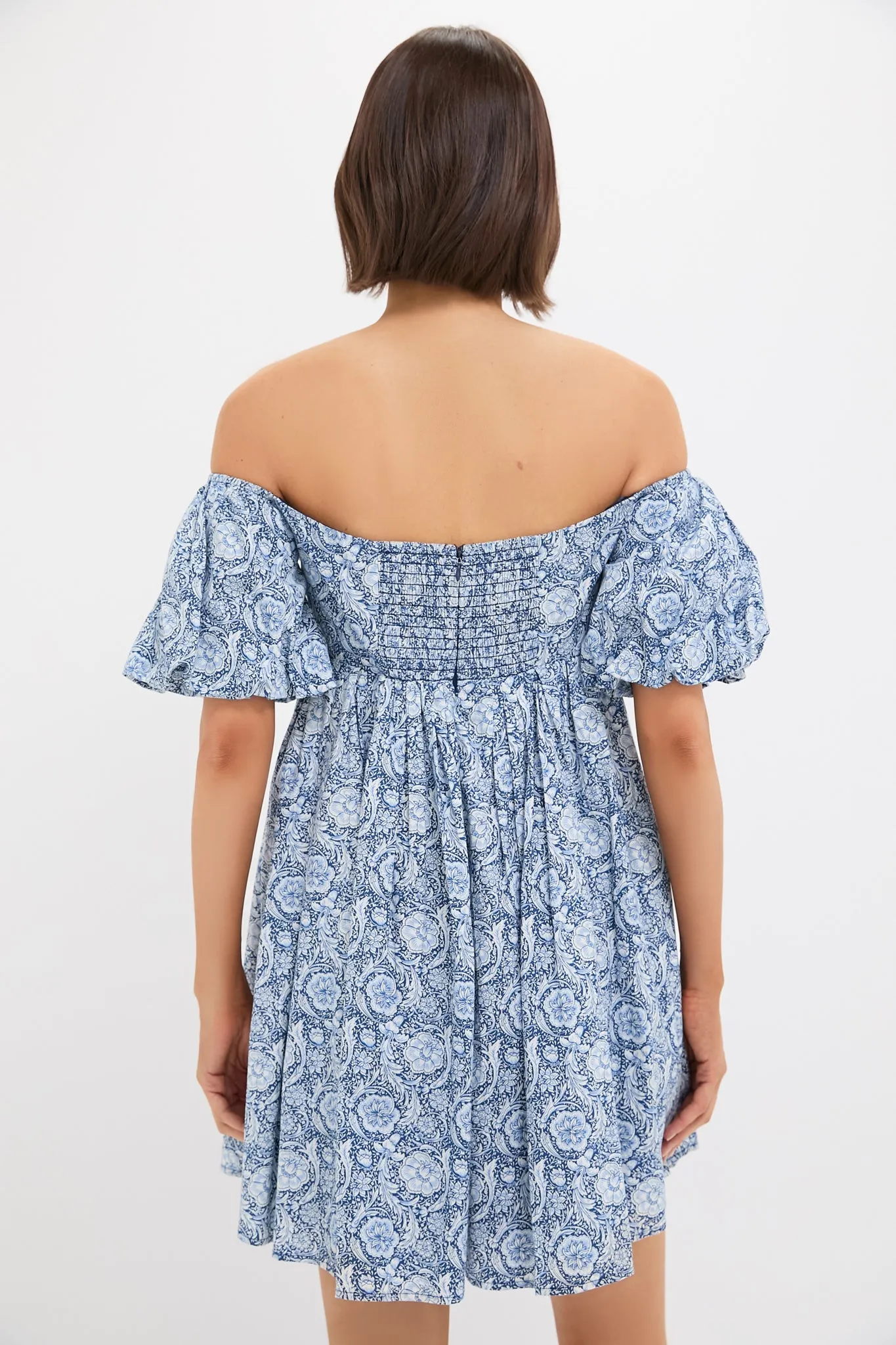 Blue Medallion Floral Olympia Mini Dress sold by Tuckernuck product image thumbnail 4
