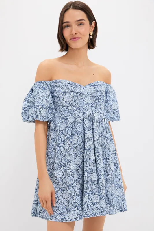 Blue Medallion Floral Olympia Mini Dress sold by Tuckernuck