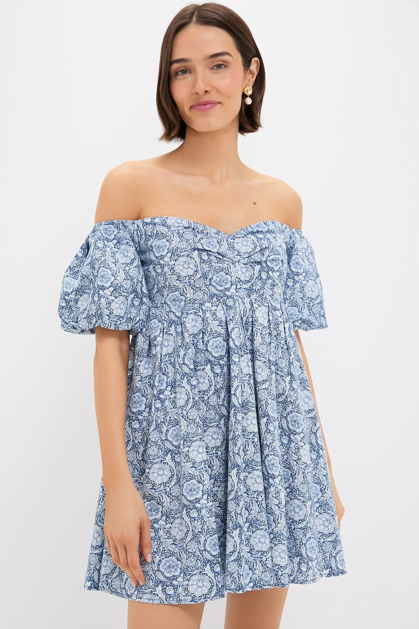 Blue Medallion Floral Olympia Mini Dress sold by Tuckernuck