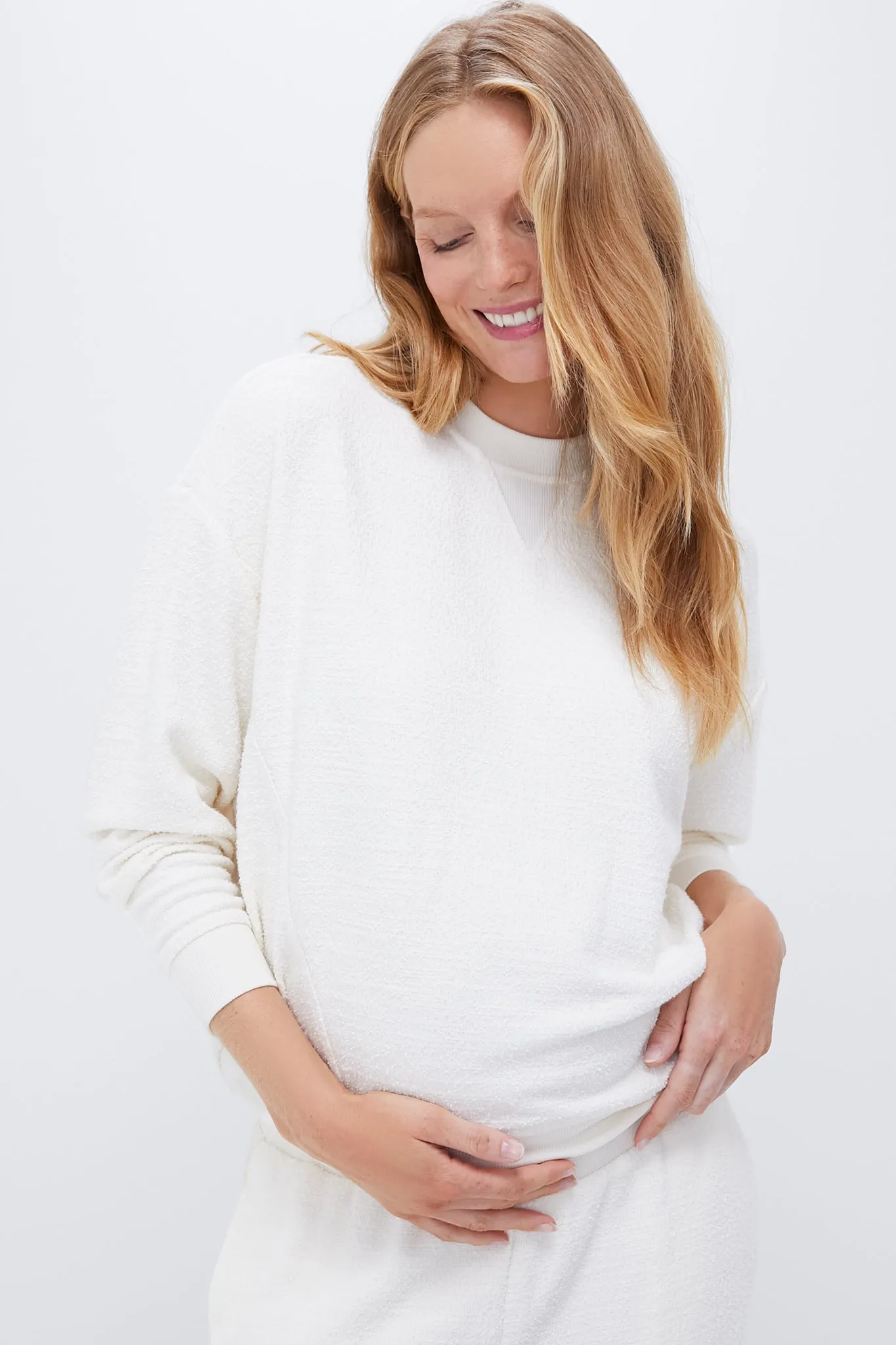 Ivory The Dina Dreamy Boucle Sweatshirt sold by Tuckernuck