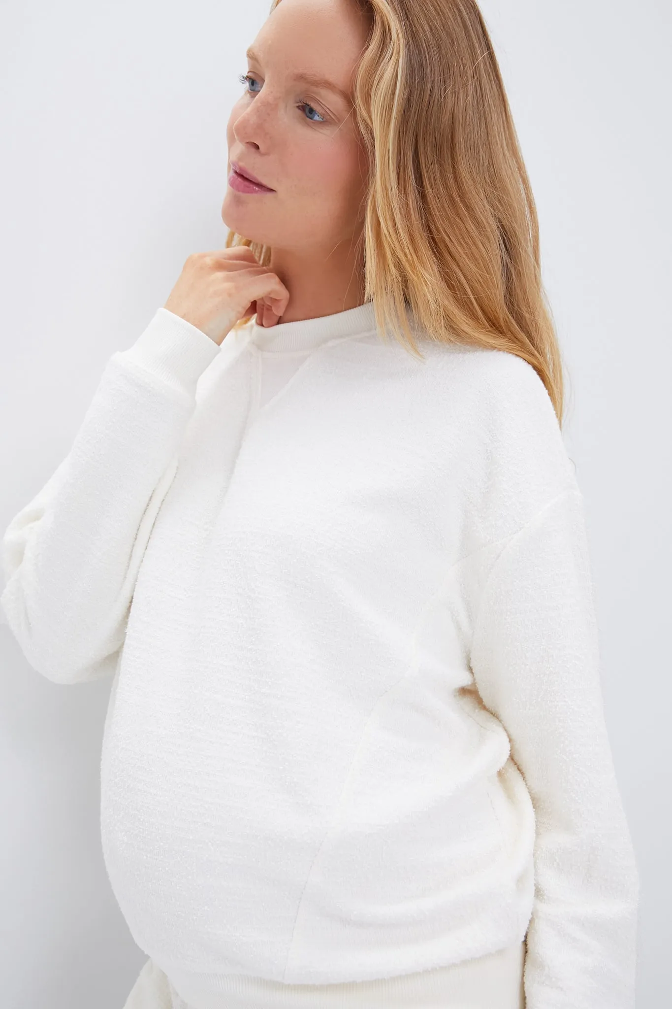 Ivory The Dina Dreamy Boucle Sweatshirt sold by Tuckernuck product image thumbnail 5