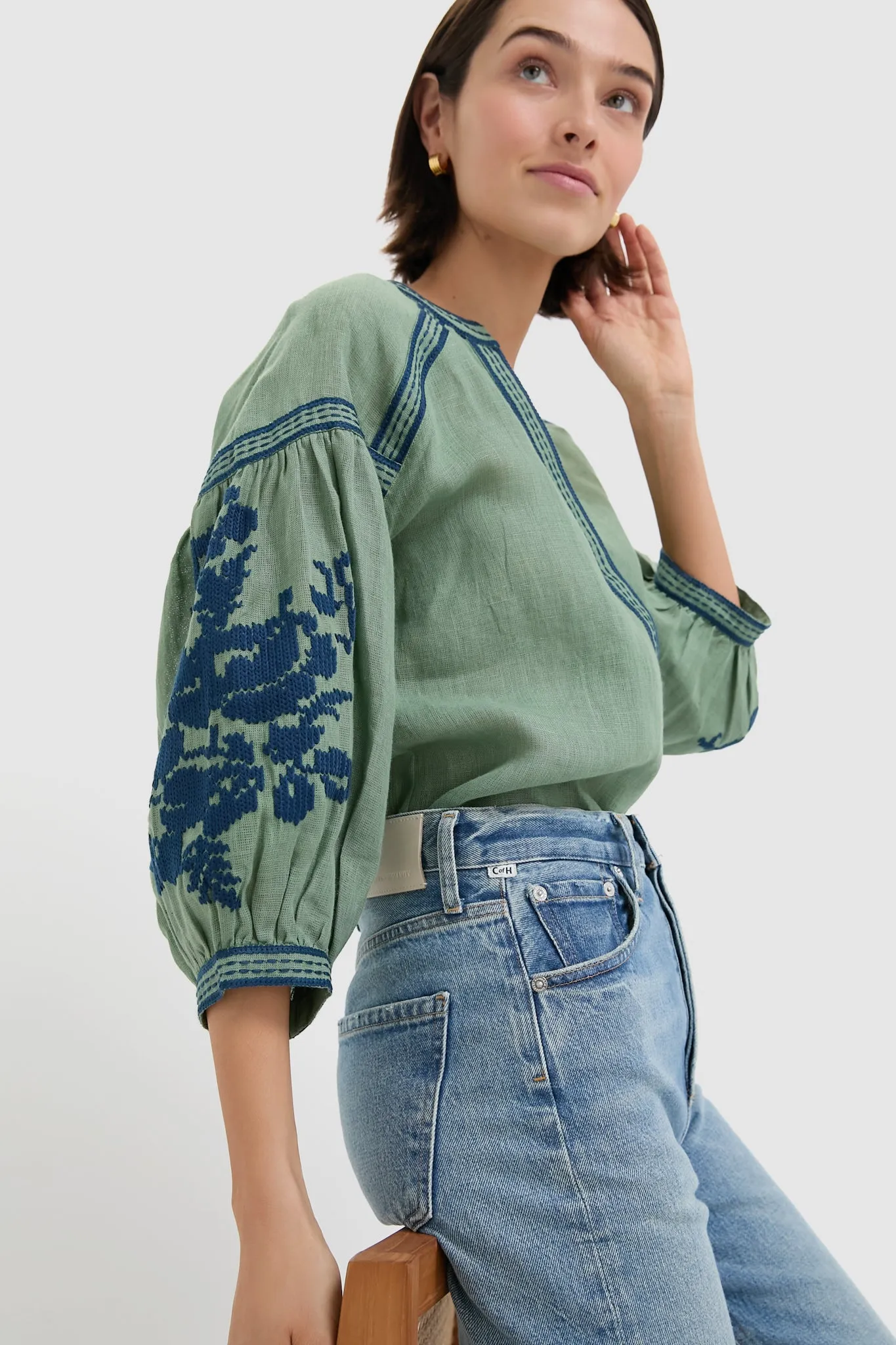 Green Linen Blouse sold by Tuckernuck product image thumbnail 5