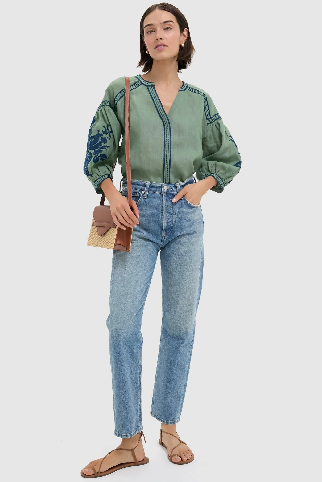 Green Linen Blouse sold by Tuckernuck product image thumbnail 2
