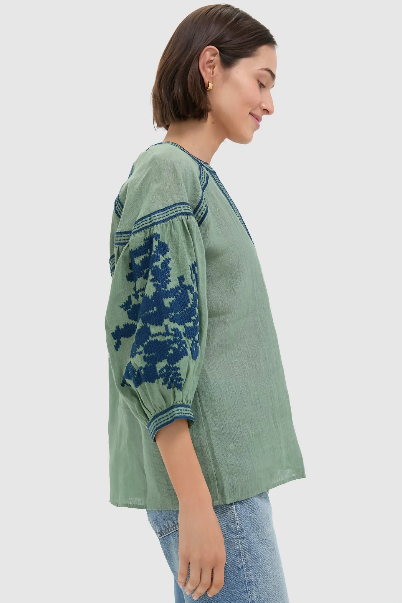 Green Linen Blouse sold by Tuckernuck product image thumbnail 3