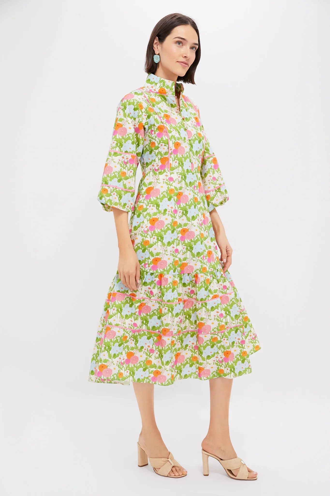 Multi Green Begonia Floral Hillsborough Midi Dress sold by Tuckernuck product image thumbnail 3