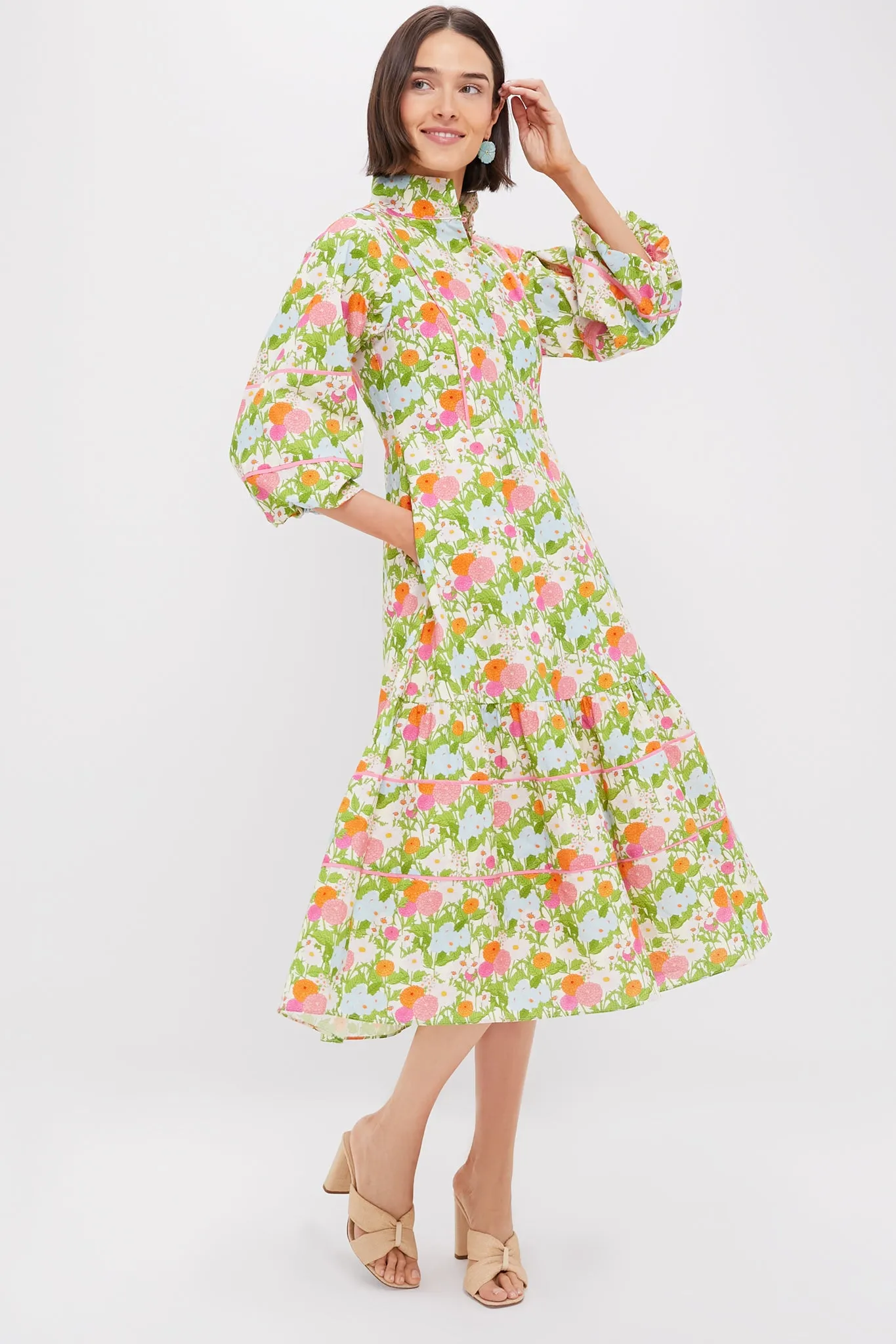 Multi Green Begonia Floral Hillsborough Midi Dress sold by Tuckernuck