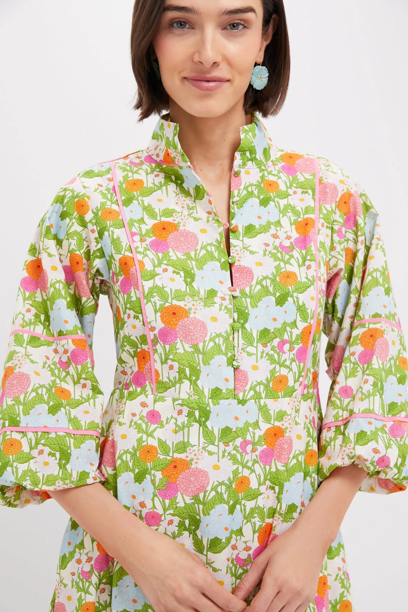 Multi Green Begonia Floral Hillsborough Midi Dress sold by Tuckernuck product image thumbnail 5
