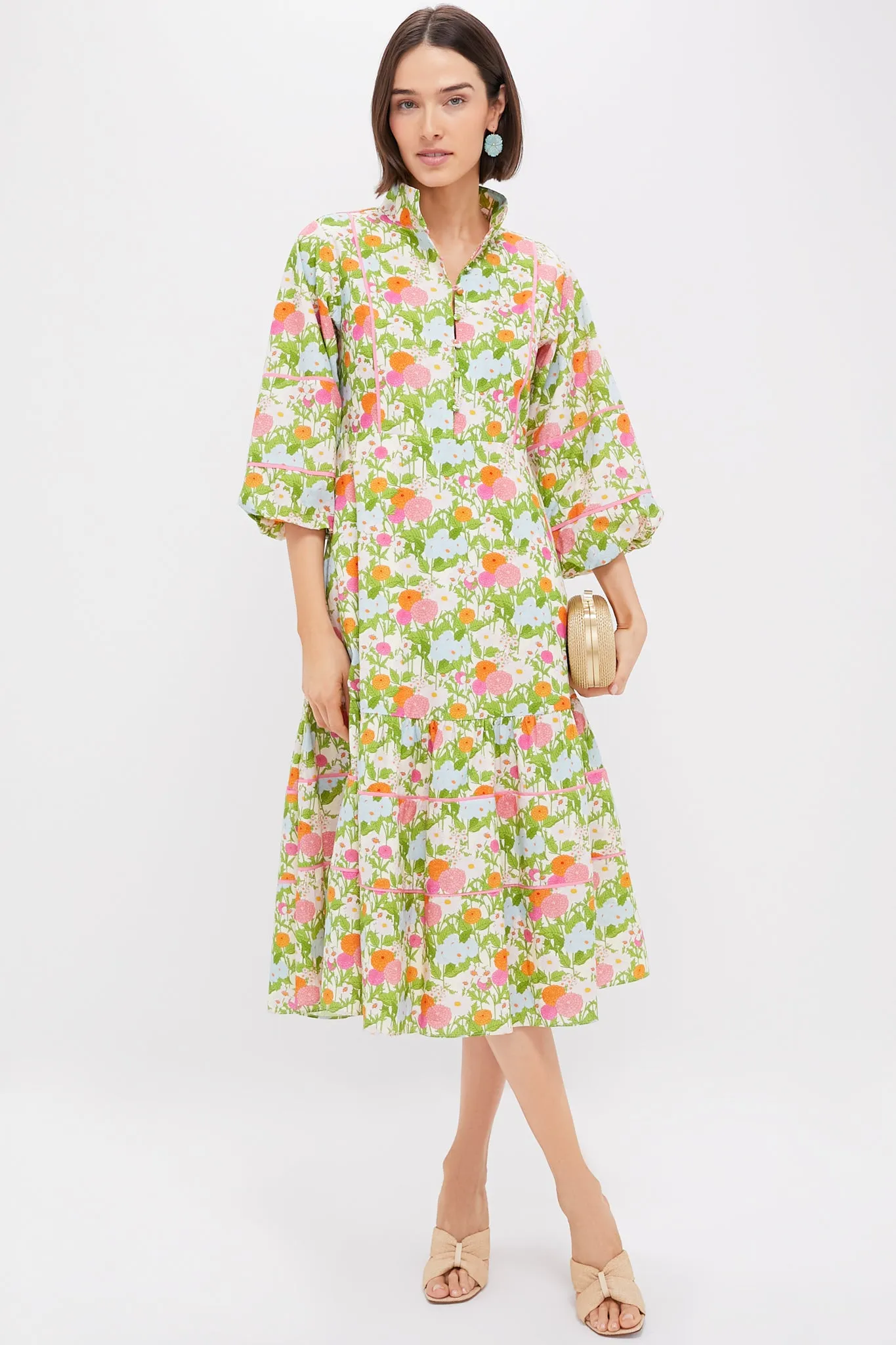 Multi Green Begonia Floral Hillsborough Midi Dress sold by Tuckernuck product image thumbnail 2