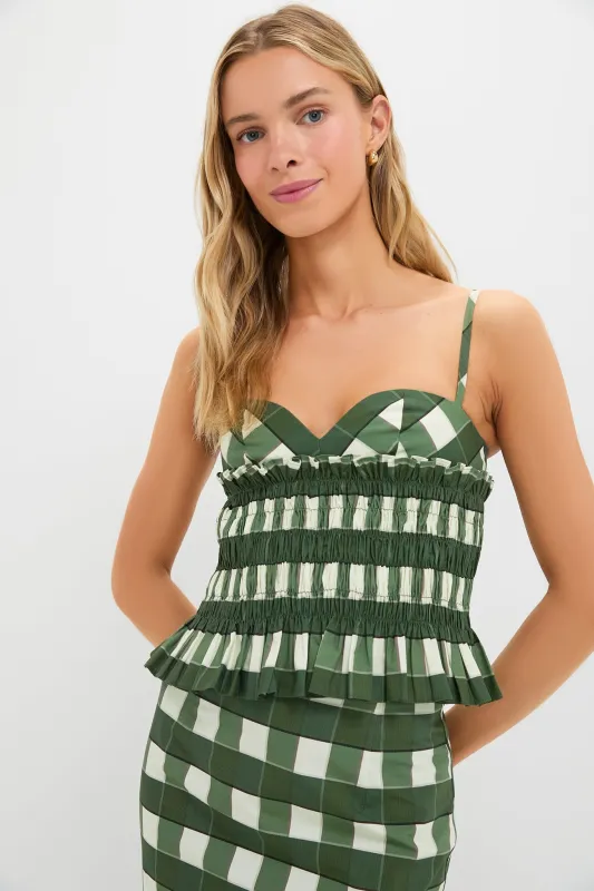 Lucca Check Celeste Shirred Top sold by Tuckernuck