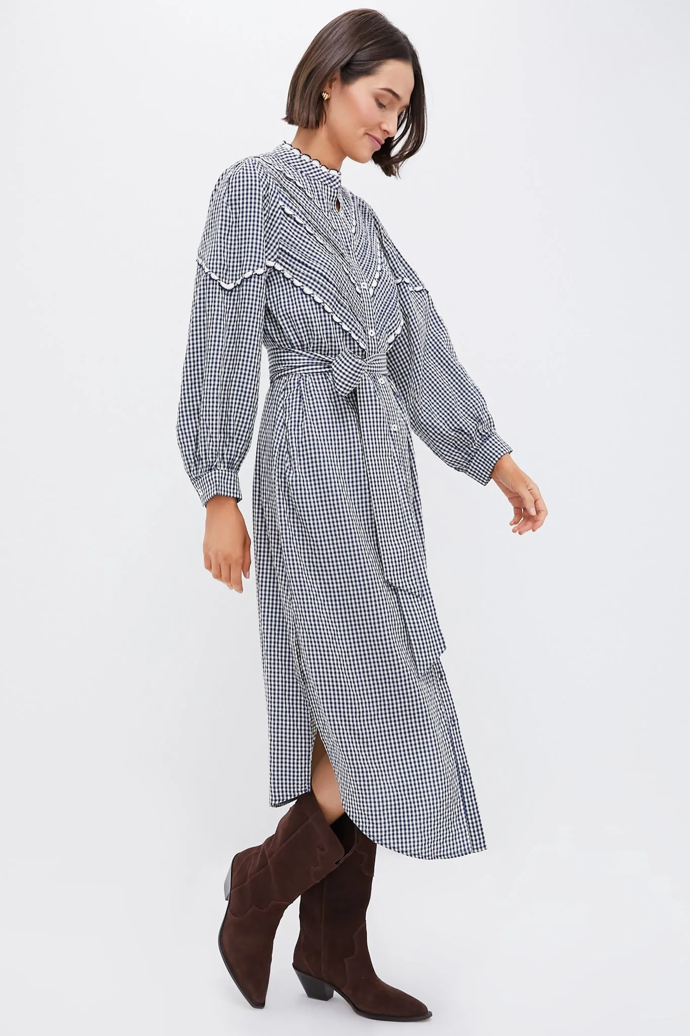 Navy Gingham Jolene Dress sold by Tuckernuck product image thumbnail 3