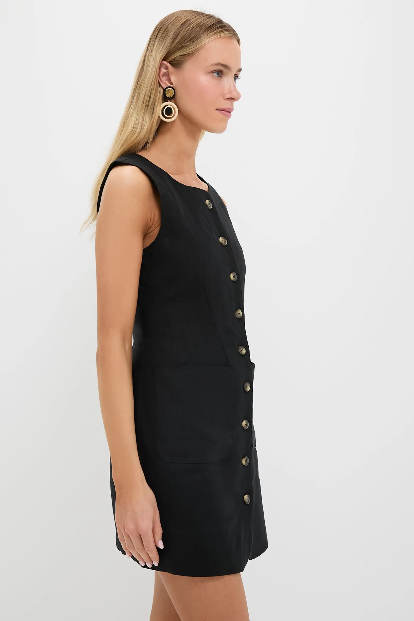 Black Emma Button Down Mini Dress sold by Tuckernuck product image thumbnail 3