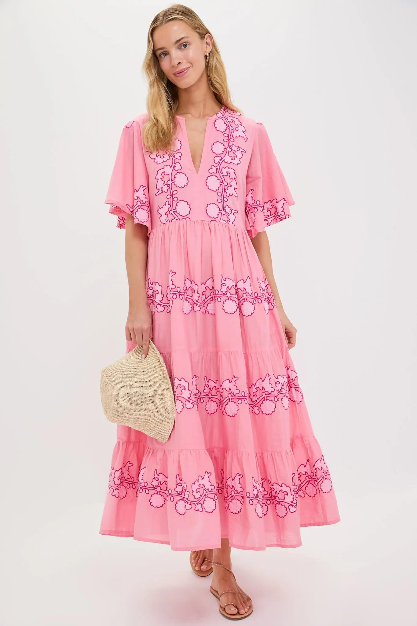 Tangier Pink Flirty V Neck Maxi Dress sold by Tuckernuck product image thumbnail 2