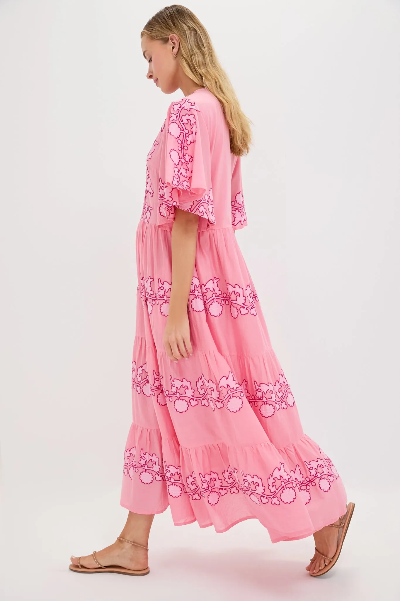 Tangier Pink Flirty V Neck Maxi Dress sold by Tuckernuck product image thumbnail 3