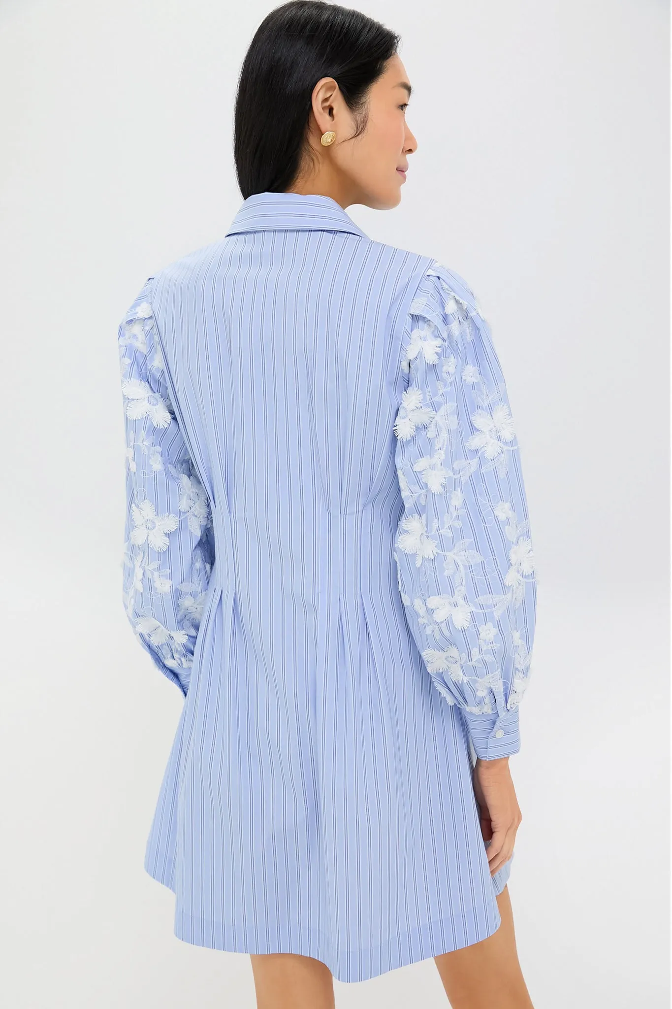Blue Stripe Embroidery Mini Corinne Dress sold by Tuckernuck product image thumbnail 4