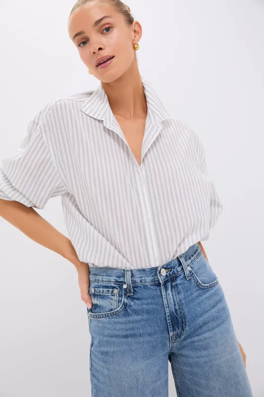 Grey and White Stripe Wexler Cotton Button Down sold by Tuckernuck