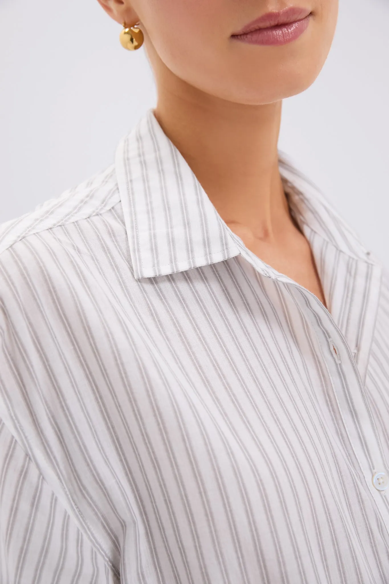 Grey and White Stripe Wexler Cotton Button Down sold by Tuckernuck product image thumbnail 5