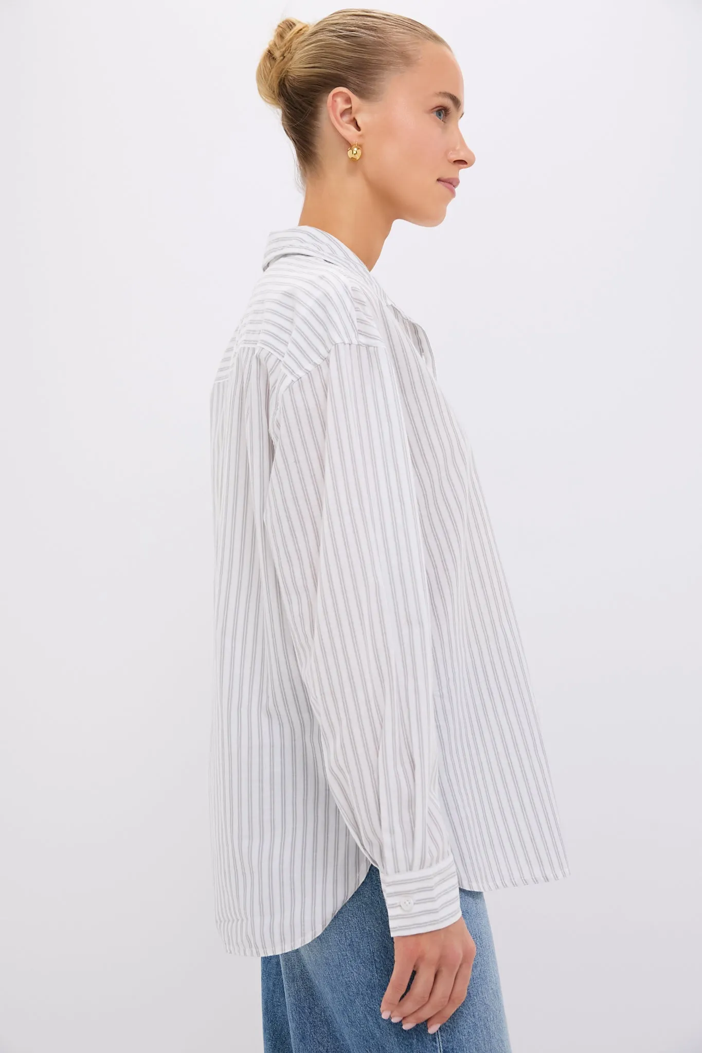 Grey and White Stripe Wexler Cotton Button Down sold by Tuckernuck product image thumbnail 3