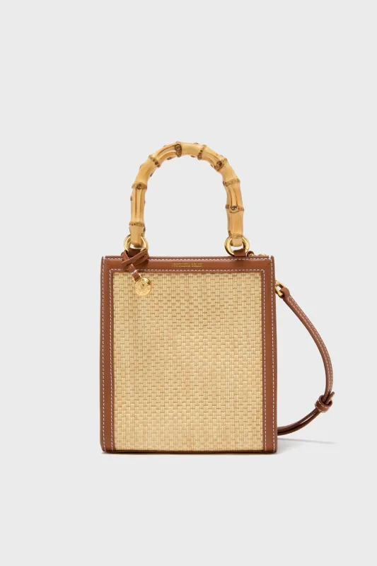 Beige and Hazelwood Small Raffia Bamboo Shopper sold by Tuckernuck