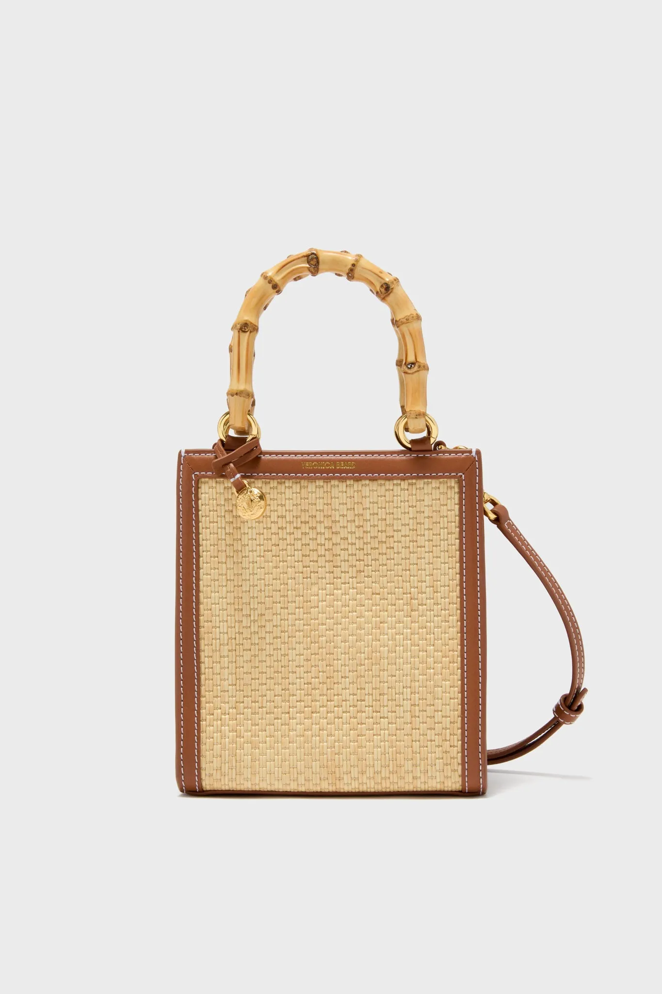 Beige and Hazelwood Small Raffia Bamboo Shopper sold by Tuckernuck