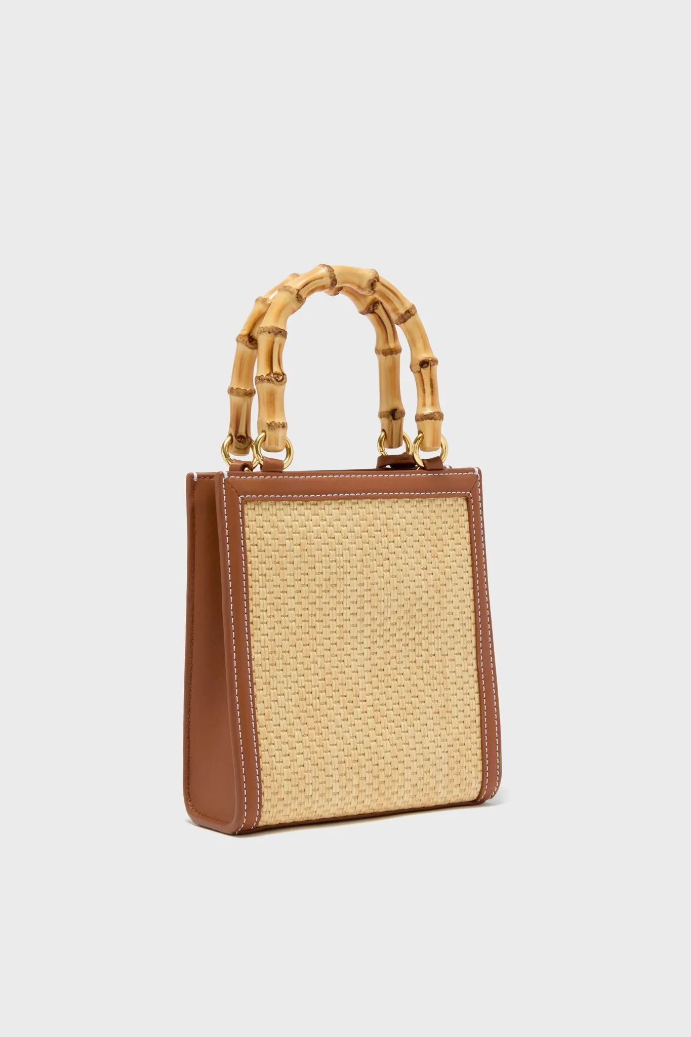 Beige and Hazelwood Small Raffia Bamboo Shopper sold by Tuckernuck product image thumbnail 5