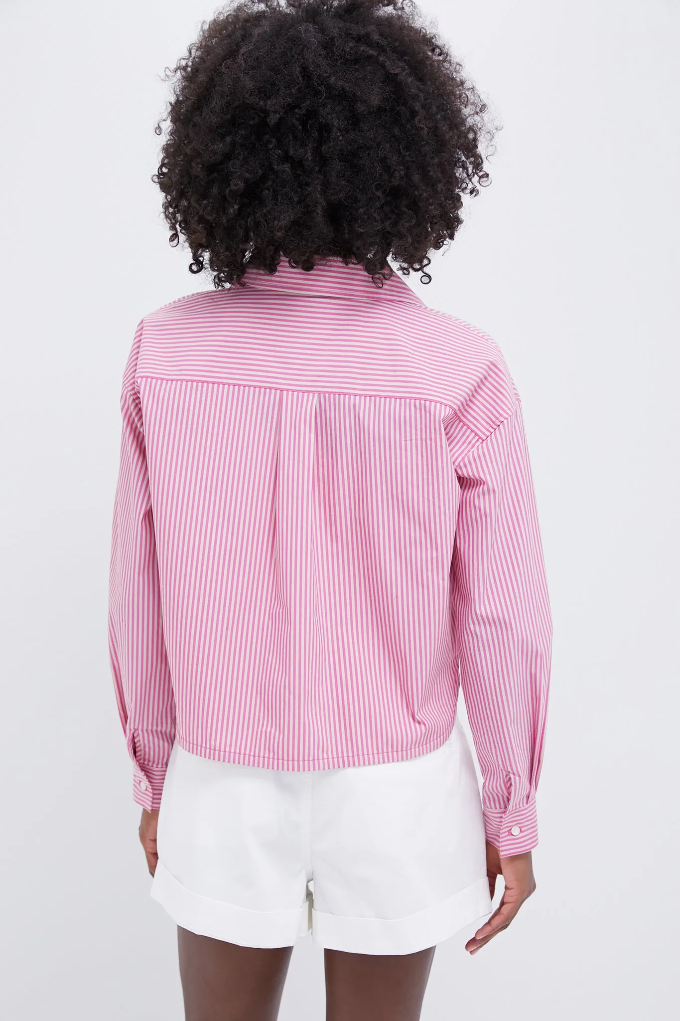 Pink and Khaki Stripe Cropped Jasper Button Down sold by Tuckernuck product image thumbnail 5
