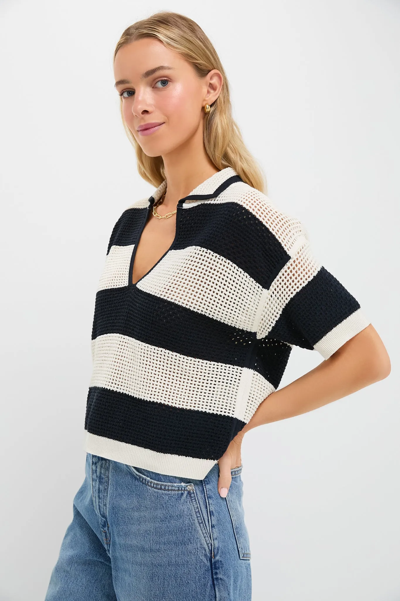 Ecru and Marine Edaly Top sold by Tuckernuck product image thumbnail 3