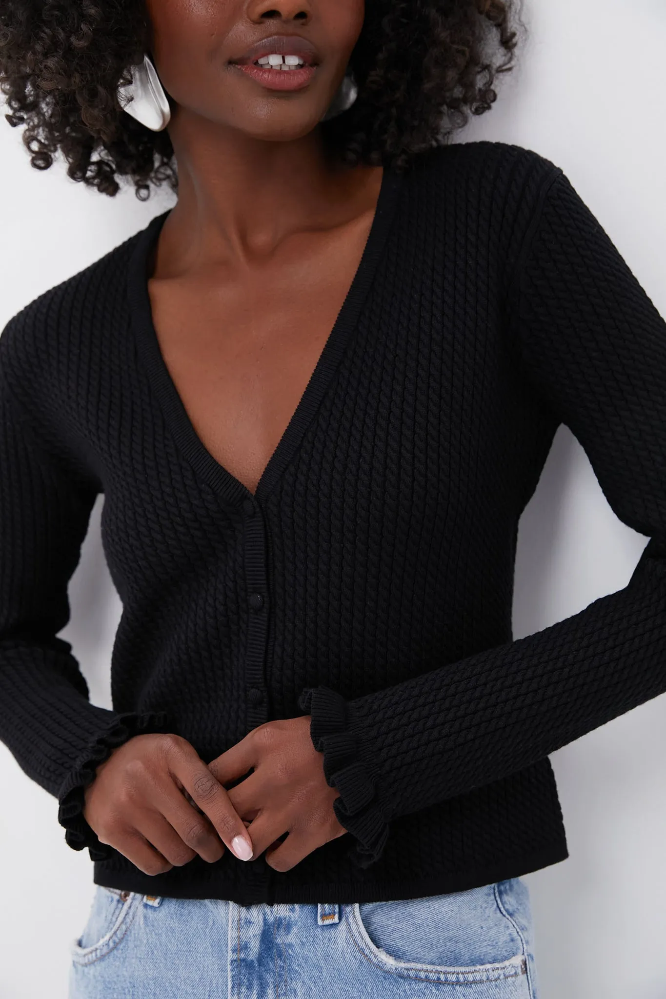 Black Cable Knit Emma Cardigan sold by Tuckernuck product image thumbnail 5