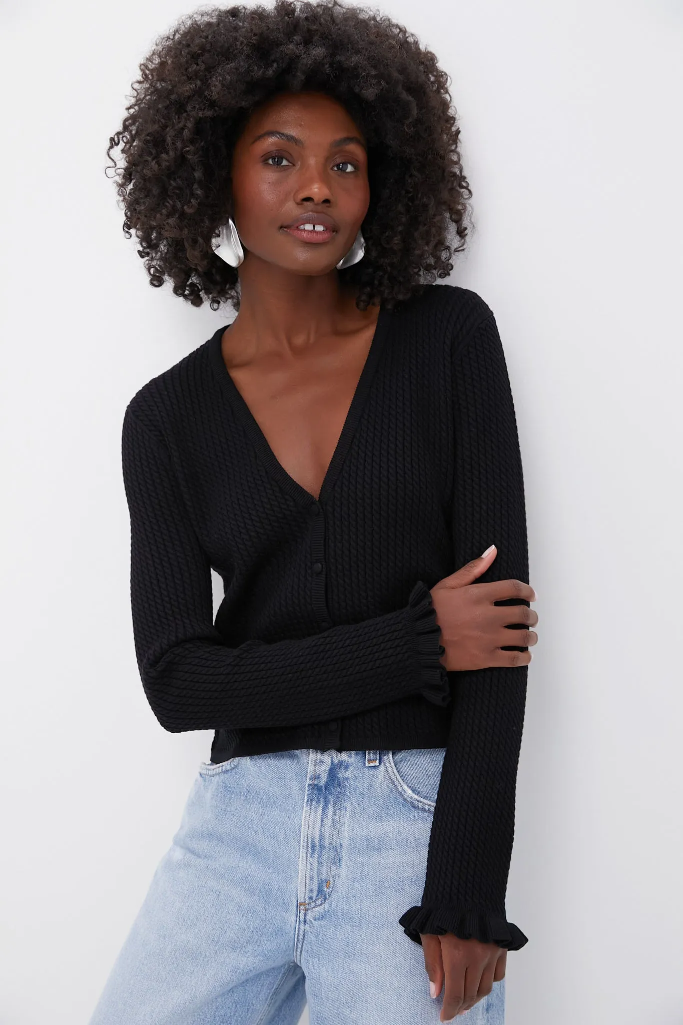 Black Cable Knit Emma Cardigan sold by Tuckernuck