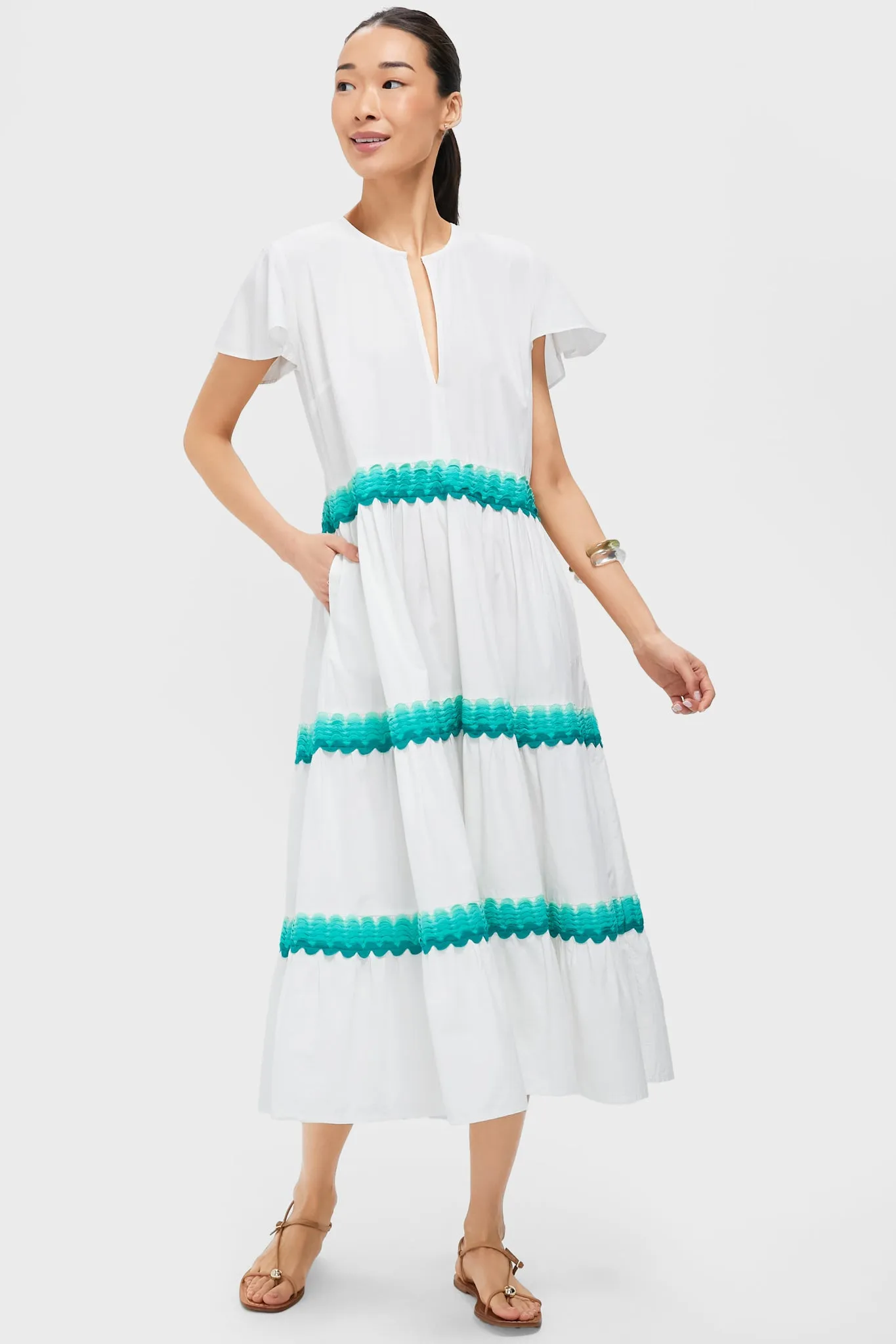 Pacifica Aqua V Neck Maxi Dress sold by Tuckernuck