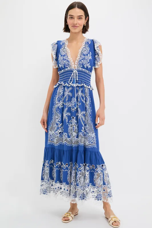 Blue Romantic Richelieu Maxi Dress sold by Tuckernuck