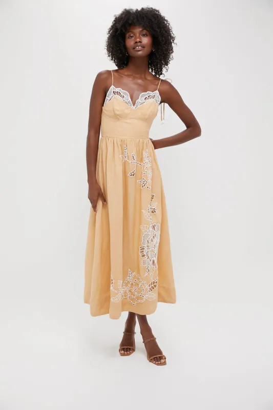 Sand Richelieu Cup Midi Dress sold by Tuckernuck